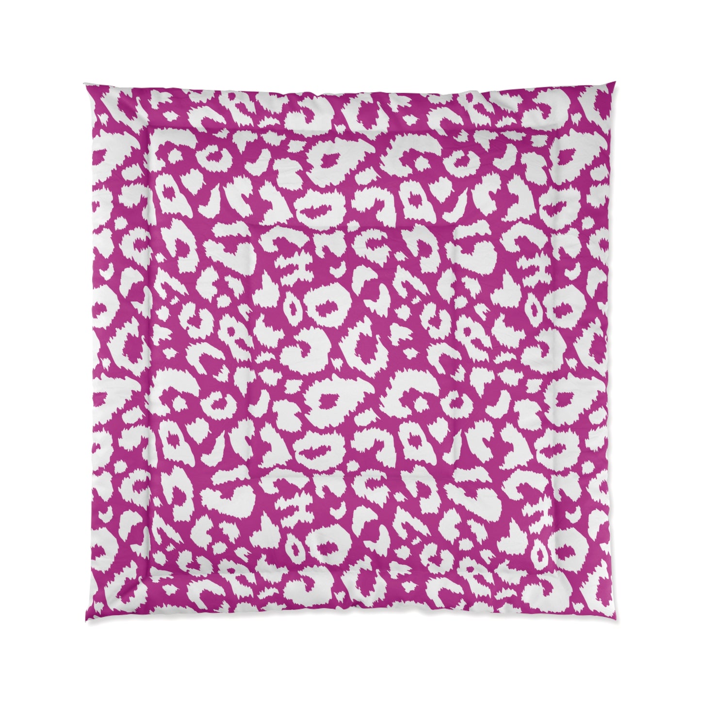 Pink Leopard Animal Print Comforter, Pink & White