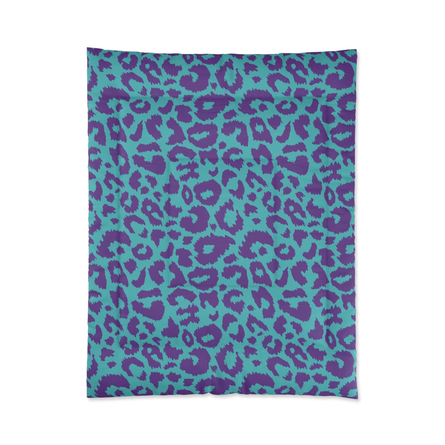 80s Leopard Print Comforter, Purple & Teal