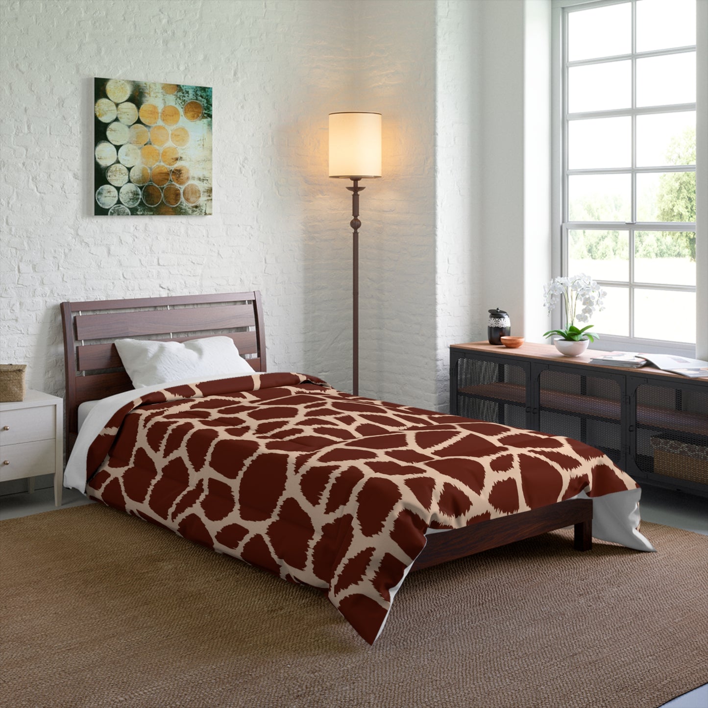 Giraffe Animal Print Comforter, Brown & Tan