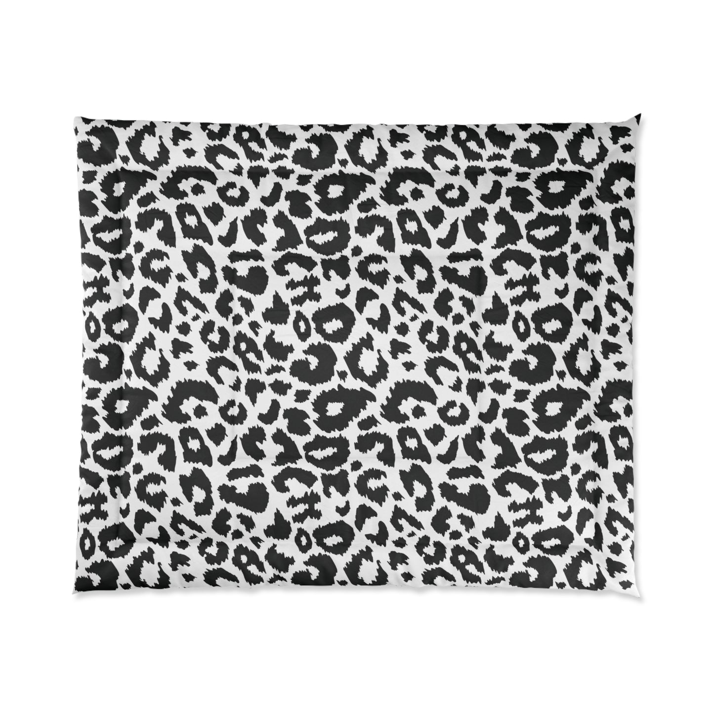 Snow Leopard Animal Print Comforter, Black & White