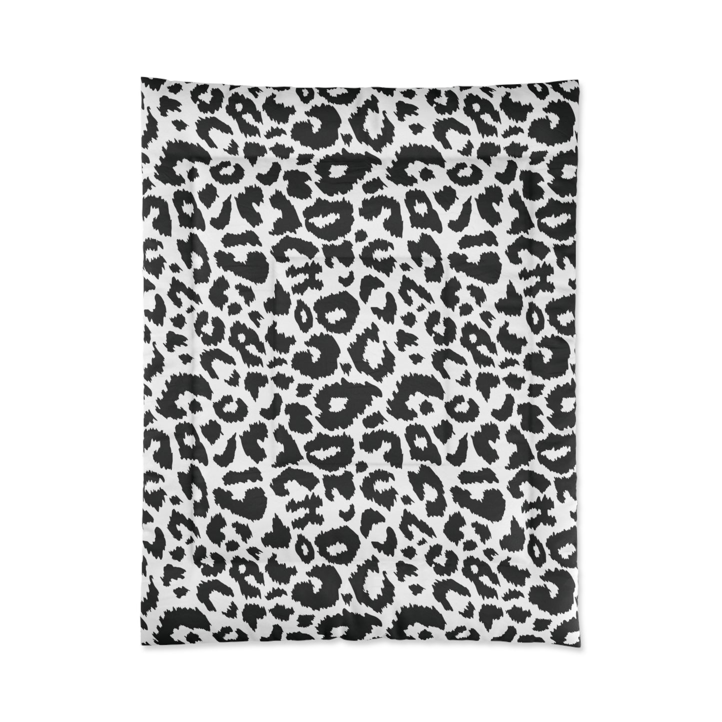 Snow Leopard Animal Print Comforter, Black & White