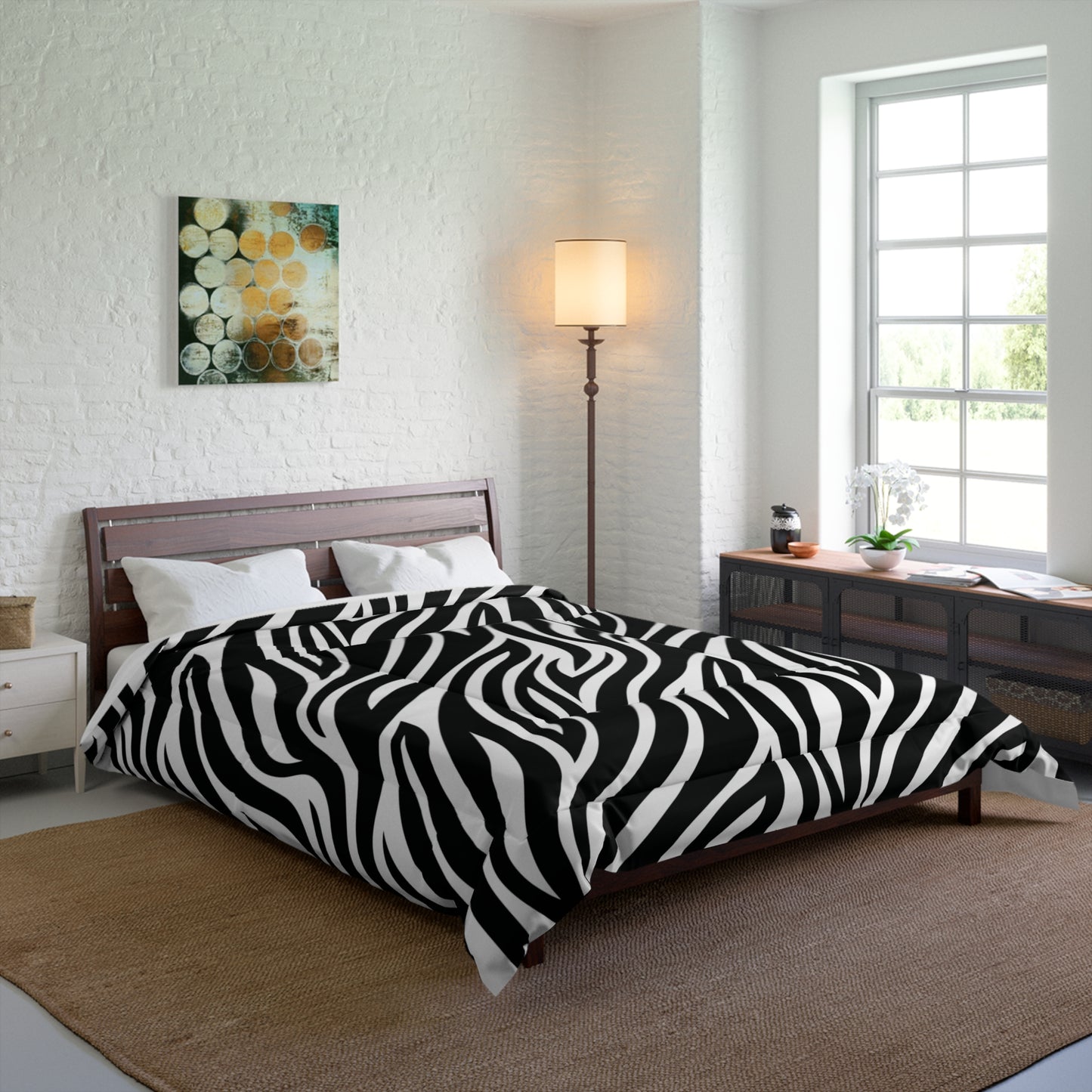 Zebra Animal Print Comforter, Black & White