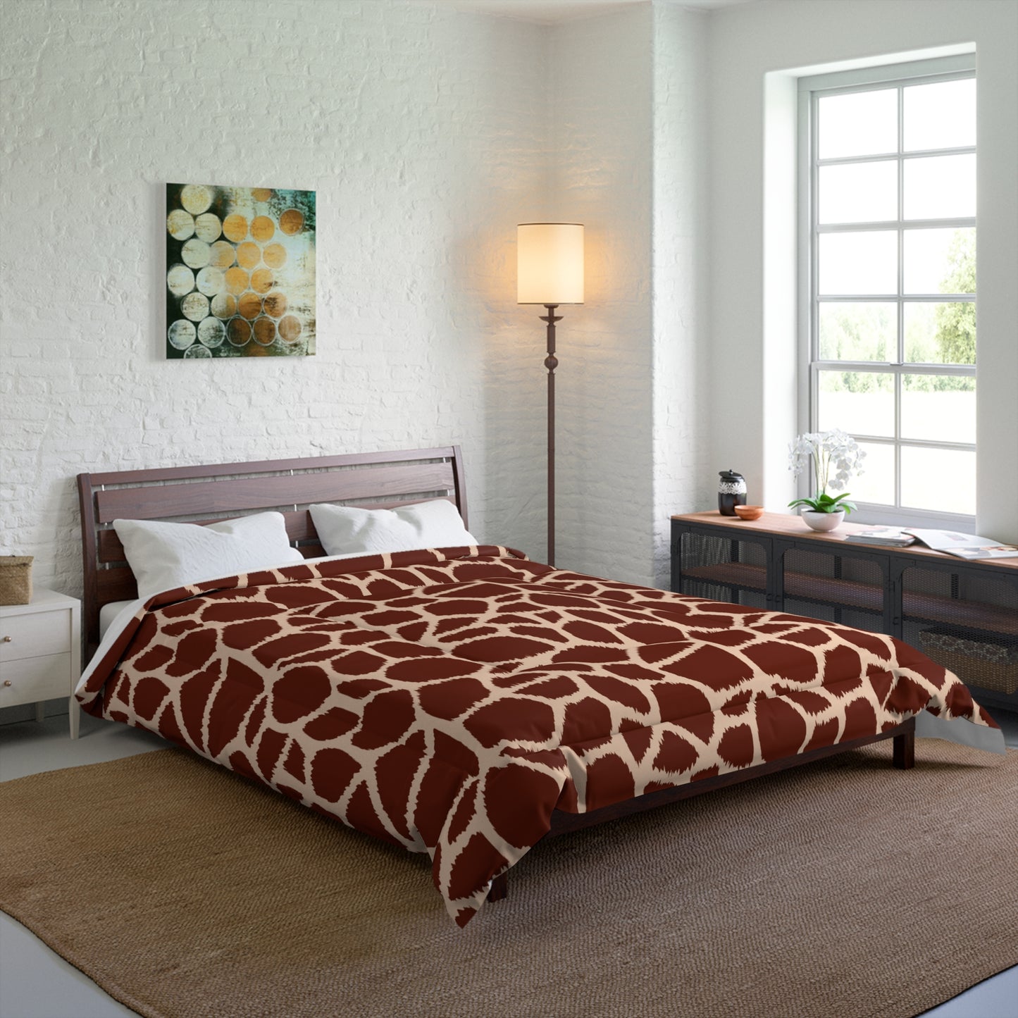 Giraffe Animal Print Comforter, Brown & Tan