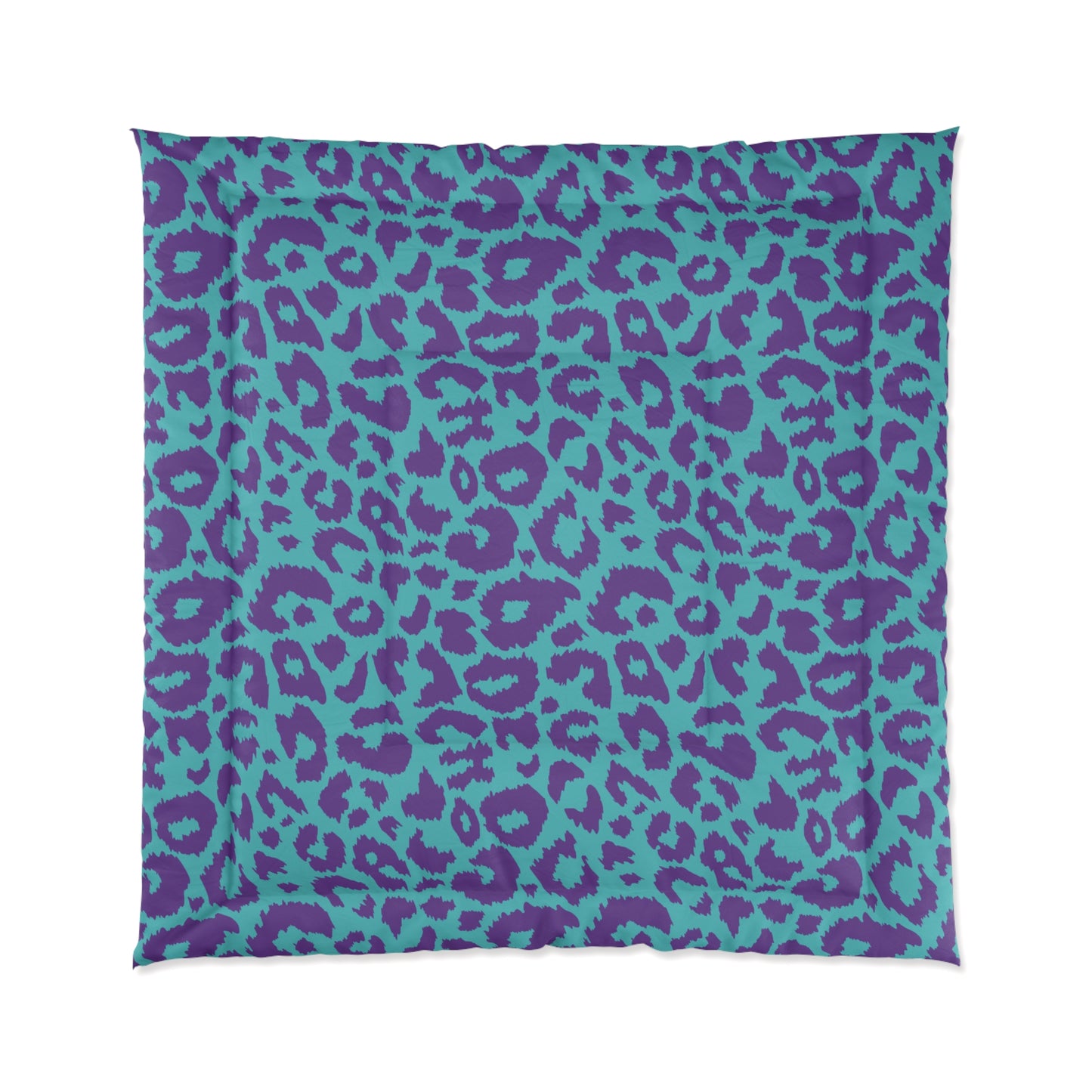 80s Leopard Print Comforter, Purple & Teal