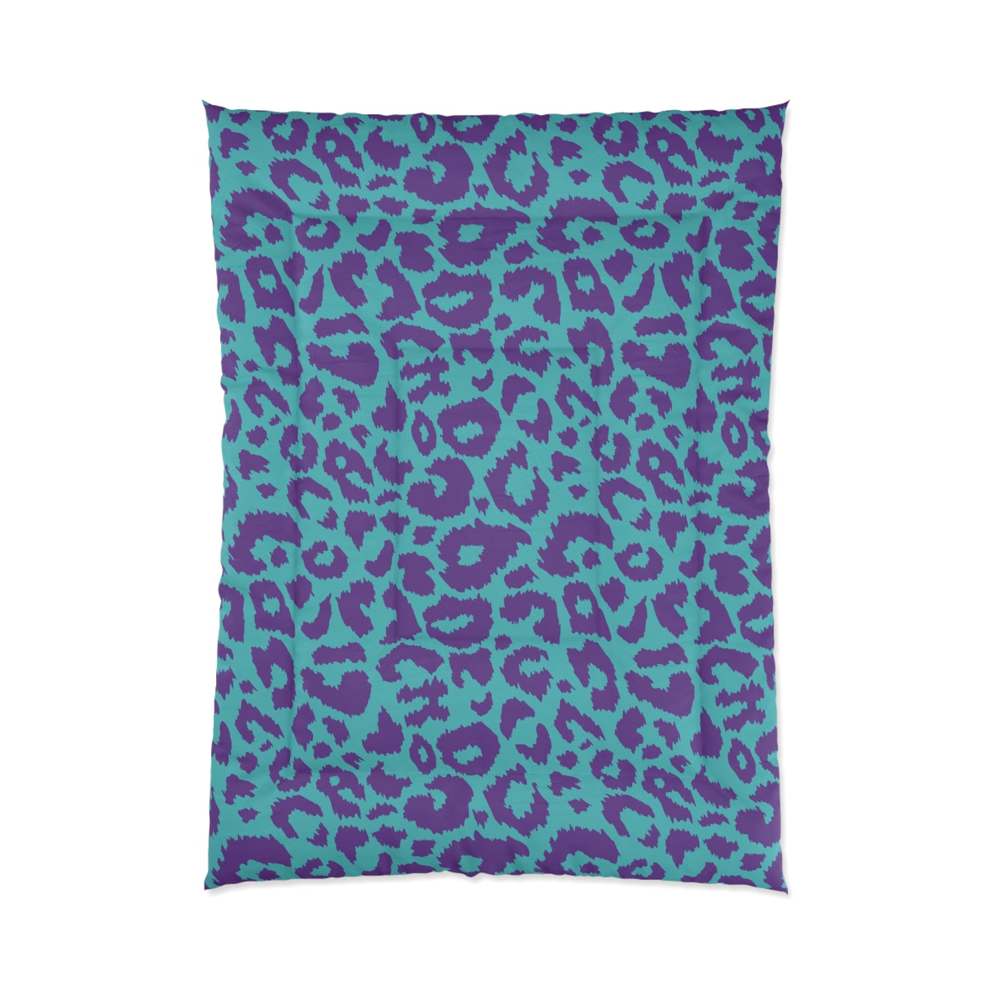 80s Leopard Print Comforter, Purple & Teal