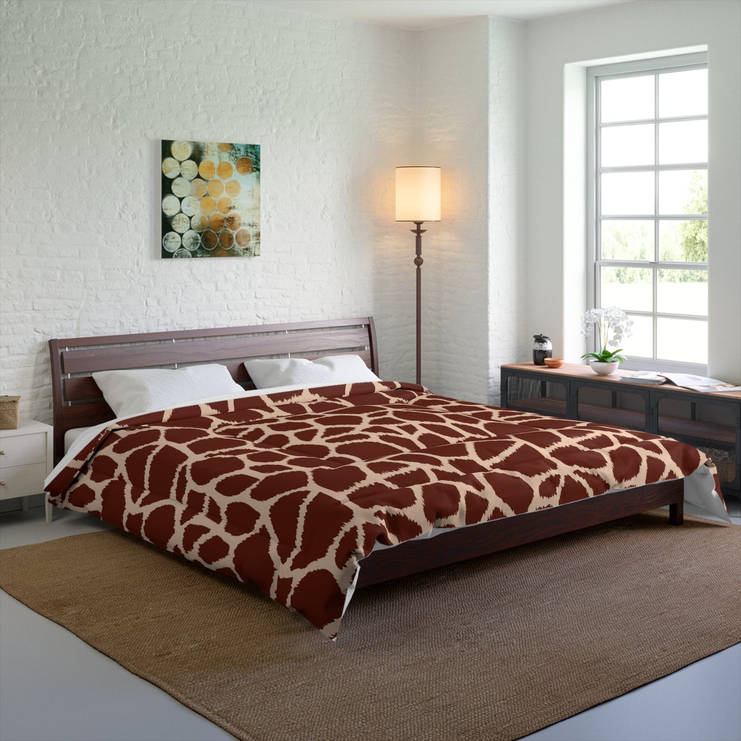 Giraffe Animal Print Comforter, Brown & Tan