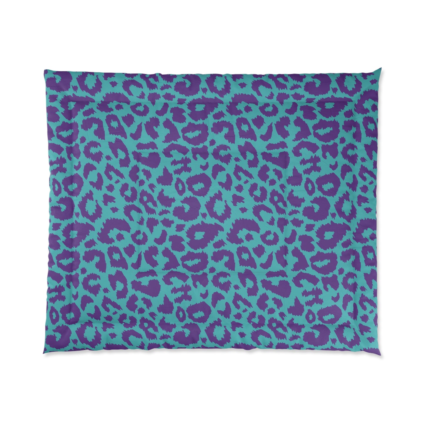 80s Leopard Print Comforter, Purple & Teal