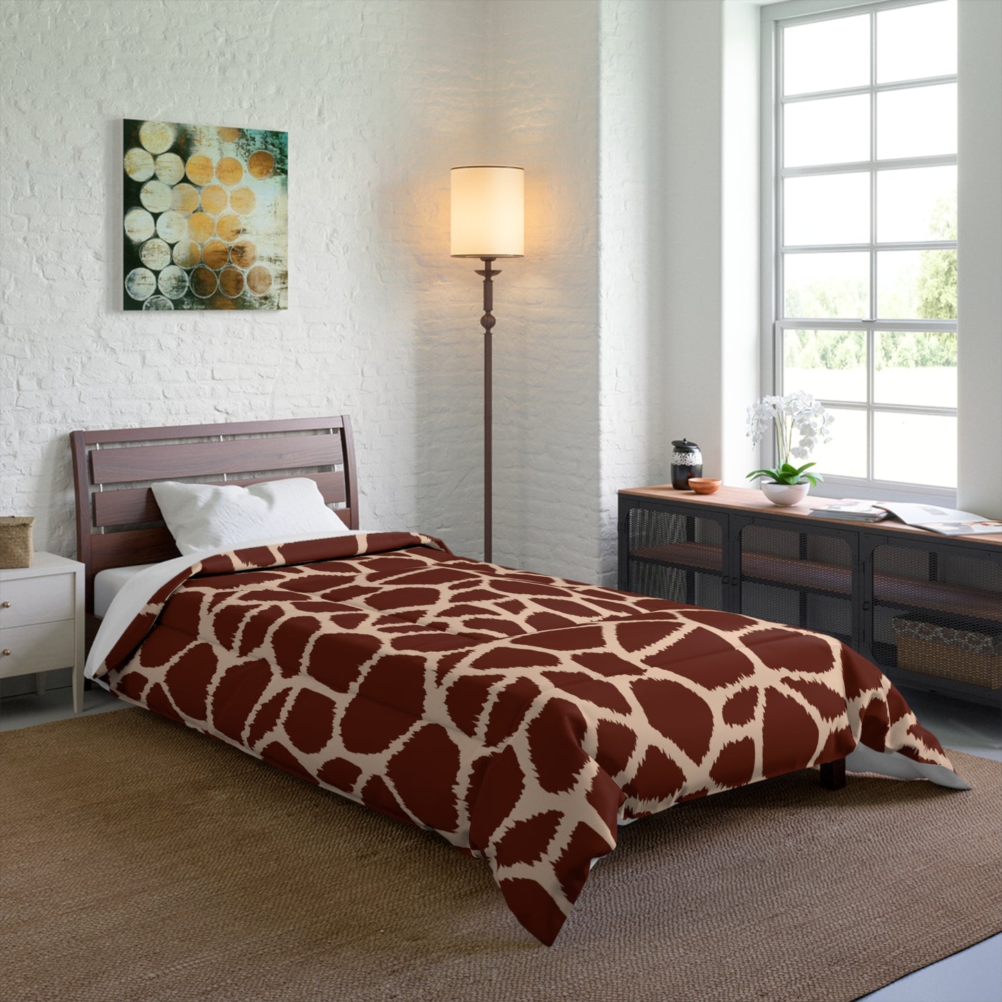 Giraffe Animal Print Comforter, Brown & Tan