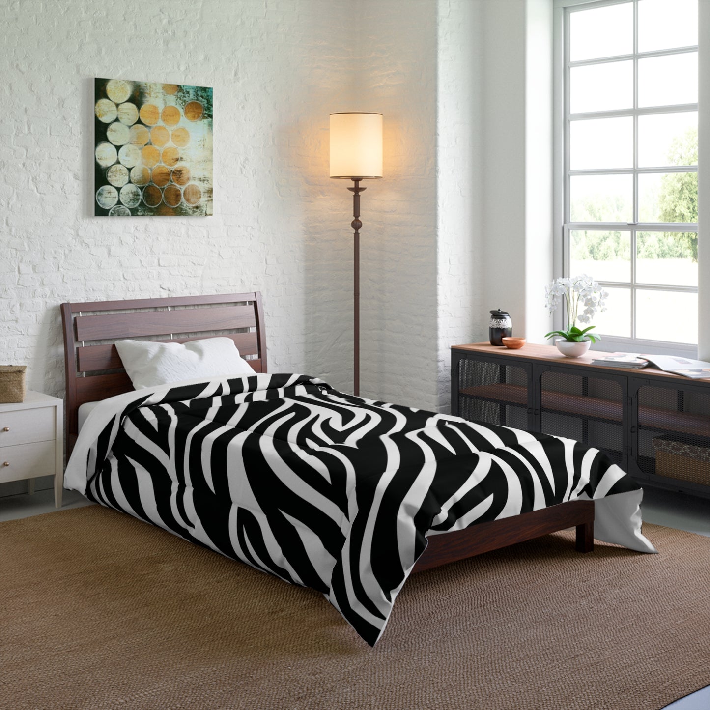 Zebra Animal Print Comforter, Black & White