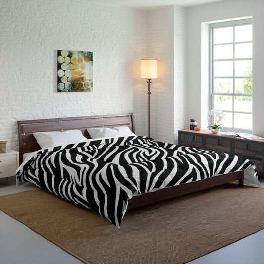 Zebra Animal Print Comforter, Black & White