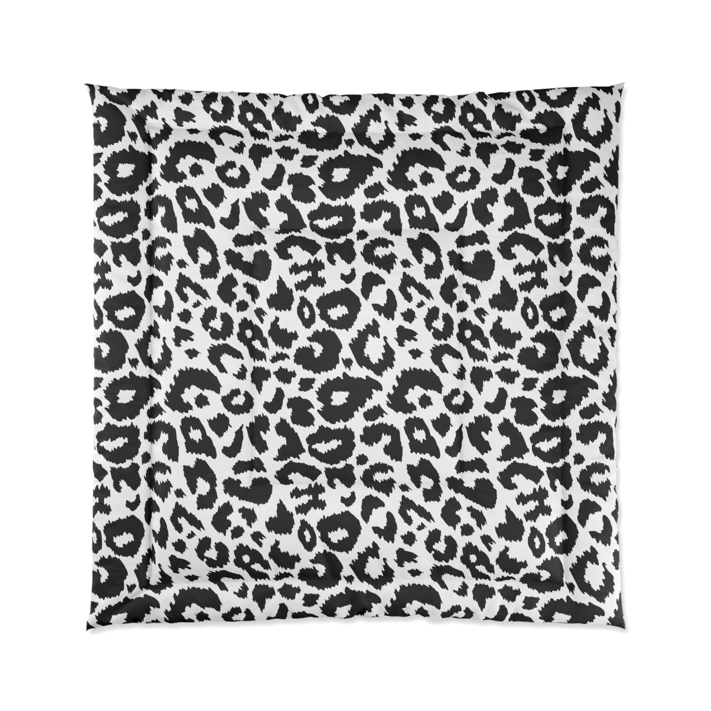 Snow Leopard Animal Print Comforter, Black & White