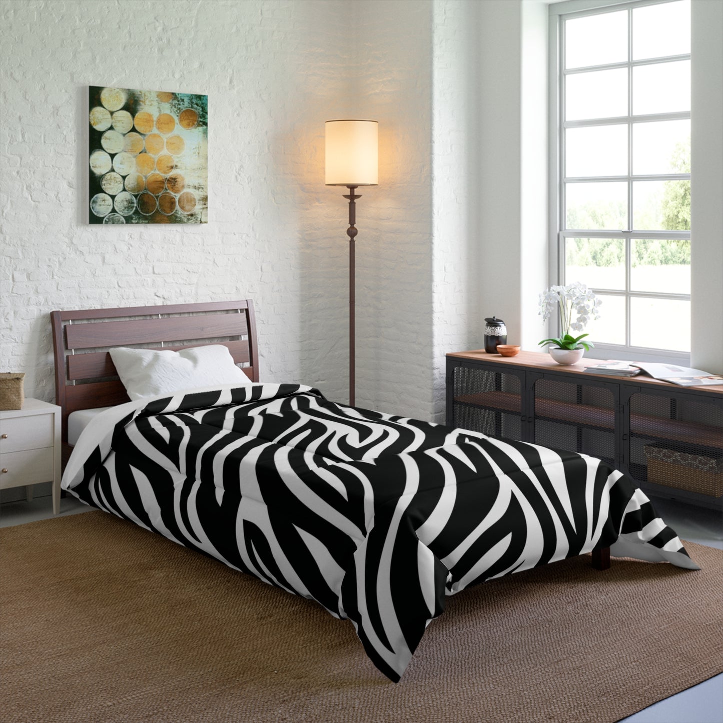 Zebra Animal Print Comforter, Black & White